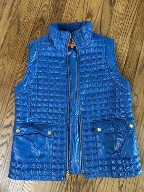 Tory Burch Bright Blue Quilted Zip-Front Vest